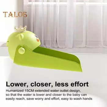 Удлинитель для смесителя для детей и взрослых, силиконовый удлинитель для смесителя для кухни, простая установка, мультяшный аксессуар для ванной комнаты зелёный