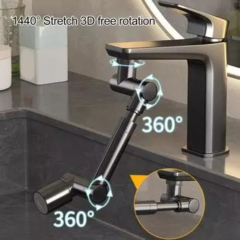 Удлинитель для смесителя с 2 режимами распыления, универсальная посадка, простая установка, регулируемая насадка на 360 градусов, удлинитель для раковины в ванной A чёрный