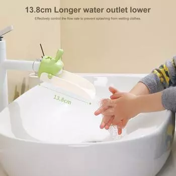 Удлинитель для смесителя, удлинитель для раковины, кухонный аксессуар для ванной комнаты, противоскользящий, с защитой от брызг, милый мультяшный детский помощник для мытья рук для детей и малышей оранжевый