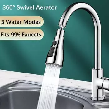 Удлинитель для смесителя, универсальный вращающийся удлинитель, брызгозащищенный аэратор, 3 режима, кухонный удлинитель для крана с защитой от брызг, насадка-адаптер