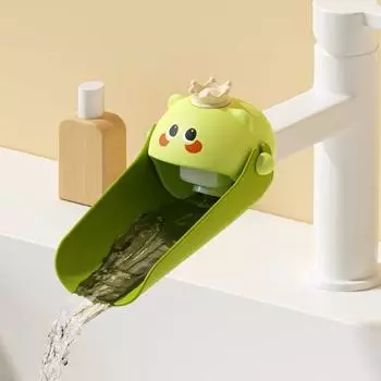 Удлинитель для смесителя Yousheng для детей и взрослых, силиконовый удлинитель для смесителя для раковины на кухне, простая установка, мультяшный аксессуар для ванной комнаты зелёный