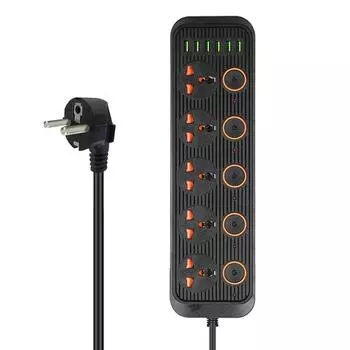 Удлинитель ЕС, Великобритания, США, розетка переменного тока, USB-разъем для быстрой зарядки, универсальный электрический удлинительный кабель для умного дома, сетевой фильтр