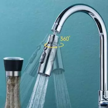 Удлинитель кухонного крана, аэратор, брызгозащищенный излив, 3 функции, кухонный кран, насадка с распылительной головкой, поворотный на 360 градусов удлинитель крана серебряный