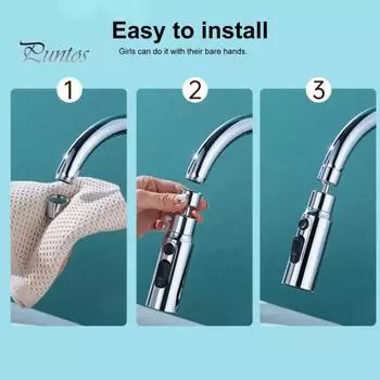 Удлинитель кухонного смесителя, аэратор, брызгозащищенный излив, 3 функции, кухонный смеситель, насадка с распылительной головкой, поворотный на 360 градусов, удлинитель крана, аксессуары серебряный