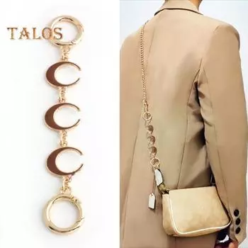 Удлинительная цепочка DIY, замена ремня для сумки на плечо, удлиненная цепочка в форме полой луны, полированный легкий кошелек, удлинитель ремня для кошелька чёрный