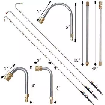 Удлинительная насадка для мойки высокого давления, 10 шт. в упаковке, насадка для мойки высокого давления с 5 распылительными насадками, 1 изогнутый стержень для чистки желобов