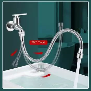 Удлинительная труба для смесителя, универсальная поворотная водопроводная труба, удлинительный шланг 20 серебряный