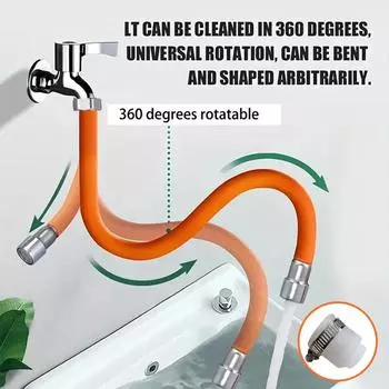 Удлинительная трубка для смесителя 30 см, пенная насадка с защитой от брызг, гибкая и поворотная, универсальный адаптер для смесителя, подходит для кухонной мойки на балконе 30 оранжевый
