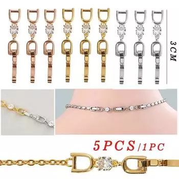 Удлинительные застежки для ожерелья, браслета, женские цепи с застежками из кристаллов и стразов, соединители, удлинители цепей 1pc серебряный