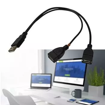 Удлинительный кабель для передачи данных Extra Power Y USB 2.0 Male to Dual USB Female, черный, удлинительный кабель для передачи данных Power Data Splitter