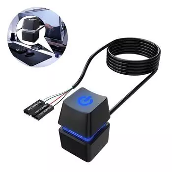 Удлинительный кабель для выключателя питания настольного компьютера со светодиодным индикатором 5,9 футов Кнопка дистанционного запуска для материнской платы ПК чёрный