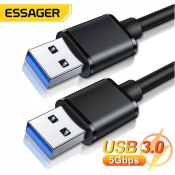 Удлинительный кабель Essager USB-USB типа A, удлинитель USB 3,0 «папа-папа» для жесткого диска радиатора, удлинительный кабель USB3.0 Webcom 0.5m
