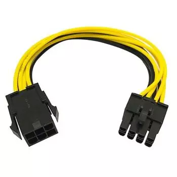 Удлинительный кабель-преобразователь питания PCI-E с 6-контактного на 8-контактный для видеокарт чёрный