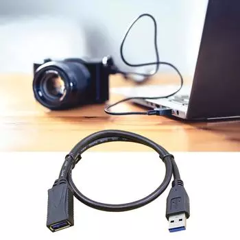 Удлинительный кабель USB3.0 с поддержкой передачи данных со скоростью 5 Гбит/с, удлинительный кабель с разъемами «папа-мама», линия передачи данных, синий/черный 30 чёрный