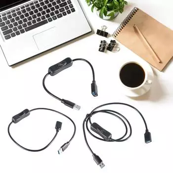 Удлинительный кабель USB 3.0 с выключателем питания, высокоскоростной передачей данных и зарядкой, светодиодный светильник для USB-вентилятора 30CM