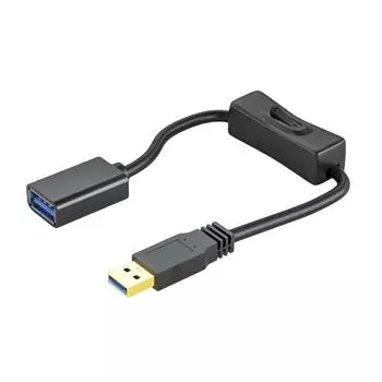 Удлинительный кабель USB 3.0 с прямым разъемом и выключателем, поддерживающий передачу данных и питание для вентилятора с питанием от USB 10CM