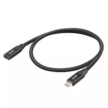 Удлинительный кабель USB-C 3.1 Gen2, 20 Гбит/с, PD100W, быстрая зарядка, видео 4K, совместимость с Thunderbolt3 0.3m чёрный