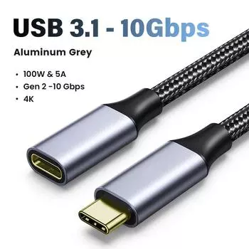 Удлинительный кабель USB C Type C Extender 10Gbps Data Cable USB-C Thunderbolt 3 для Xiaomi Samsung Switch MacBook Pro Удлинительный кабель 0.5m