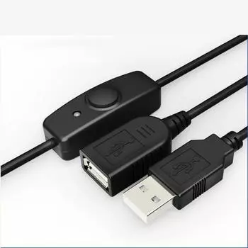 Удлинительный кабель USB для синхронизации данных с выключателем ВКЛ/ВЫКЛ. Удлинительный кабель USB 2.0. Линия электропитания. 1m