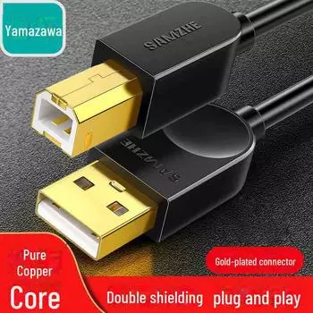 Удлинительный кабель USB Shanze 10 м для принтера Canon/HP 0.5m, gold plated чёрный