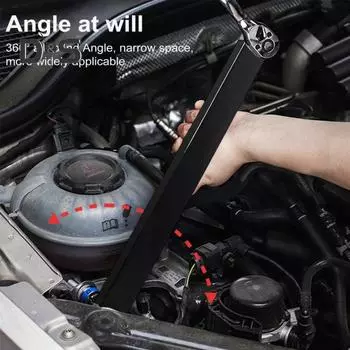 Удлинительный ключ с адаптерами, длинная ручка, нержавеющий, устойчивый к коррозии, набор ключей для ремонта автомобиля, универсальный инструмент чёрный