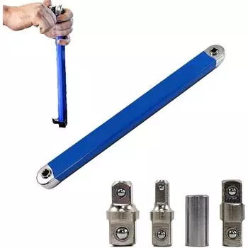 Удлинительный ключ с изгибом, 15 дюймов, набор ударных удлинительных ключей с изгибом, с квадратными адаптерами 1/2 , 1/4 и 3/8 , головка привода, удлинитель синий