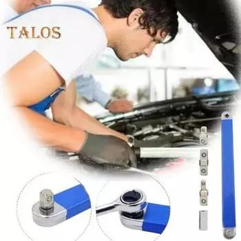 Удлинительный ключ с набором адаптеров для привода, высокопрочный, широкопрофильный, с храповым механизмом, комплект адаптеров для дрели синий