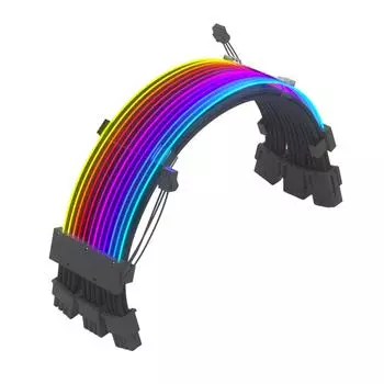 Удлинительный RGB-кабель 18AWG, 24-контактный, 3x8-контактный кабель с рукавами, 8-контактный кабель RGB, прочный адресуемый кабель для корпуса ПК, компьютера