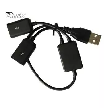 Удлинительный USB-кабель 2 в 1, универсальный высокоскоростной стабильный сигнал, портативный USB-расширитель с 1 штекером на 2 USB-разъема, адаптер питания концентратора данных для компьютера чёрный