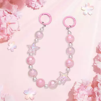 Удлинитель ручки для кошелька с бусинами и 2 круглыми карабинами-зажимами для ключей