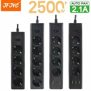 Удлинитель с вилкой европейского стандарта и удлинителем, главный переключатель USB Type C, домашняя мультирозетка переменного тока, электрическая круглая контактная розетка, адаптер для зарядки