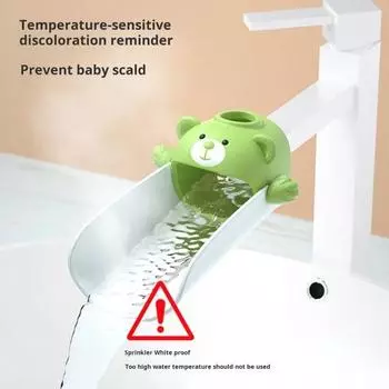 Удлинитель смесителя для малышей. Чувствительный к температуре удлинитель раковины для детей. Безопасно для ручной стирки. Простая установка. Аксессуар для ванной комнаты для большинства смесителей. зелёный
