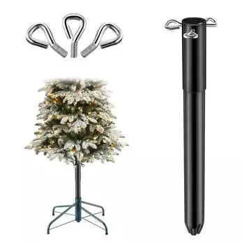 Удлинитель высоты искусственной рождественской елки, металлическое основание для елки, удлинительный столб с 3 крепежными винтами, праздничный удлинитель для елки, подходит для столбов высотой 0,5–1,25 дюйма чёрный