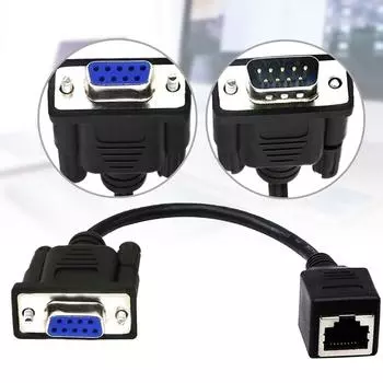 Удлинители DB9 RS232 на RJ45. DB9 9-контактный порт «мама» на RJ45 CAT5 Ethernet. Удлинительные адаптеры. Кабель связи 15 см. Female
