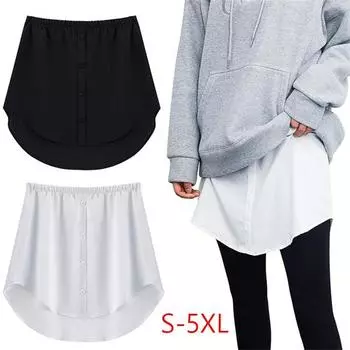 Удлинители рубашек, регулируемые многослойные искусственные топы, нижний край с эластичной резинкой на талии, мини-юбка, подол, модная одежда 5XL белый