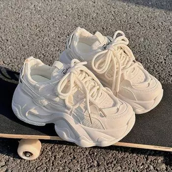 Удлиняющая обувь для папы на толстой подошве, женская весенне-осенняя корейская версия The Fried Street Show Feet, маленькая повседневная спортивная обувь 40 чёрный