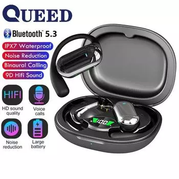 Удобная беспроводная гарнитура OWS открывается и не попадает в ухо Сверхдлительное время автономной работы, шумовая Bluetooth-гарнитура Спортивные подвесные наушники чёрный