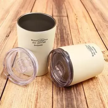 Удобная чашка для воды, 240 мл/360 мл, с изоляционным эффектом, высокая емкость, экологически чистая, модная, портативная с буквенным узором, для питья воды 360ml бежевый