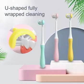 Удобная детская зубная щетка, безопасный и прочный инструмент для ухода за полостью рта розовый