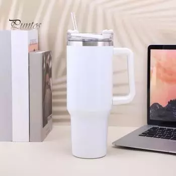 Удобная герметичная однотонная соломенная чашка для воды на 40 унций, изолированная чашка для воды из нержавеющей стали, подарки ко Дню святого Валентина светло-розовый