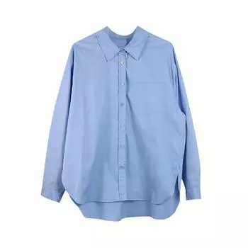 Удобная и универсальная белая рубашка с длинными рукавами, женская, свободная, универсальная, дизайн Sense Niche, топы средней длины, темперамент, элегантный модный топ S светло-синий