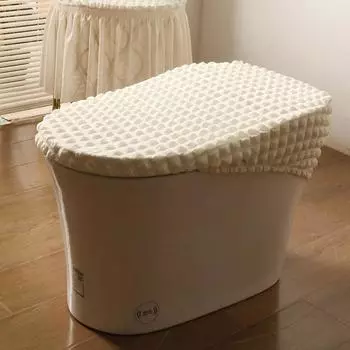 Удобная крышка для унитаза в ванной комнате, чехол для унитаза из ткани Seersucker, мягкое и впитывающее сиденье, подходит для большинства размеров крышек унитаза