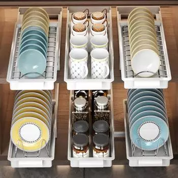 Удобная кухонная полка, 1 шт., сушилка для посуды, встроенное выдвижное хранилище для кухонных принадлежностей, многофункциональное