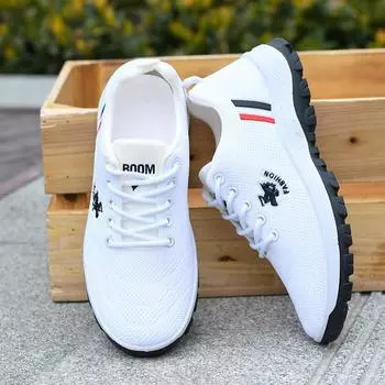 Удобная, модная, дышащая повседневная обувь из тканой сетки для мужчин и женщин 44 белый