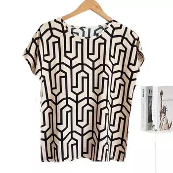 Удобная мягкая хлопковая шелковая футболка без рукавов женская летняя тонкая искусственная хлопковая большая цветочная кофта M