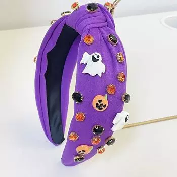 Удобная мягкая повязка на голову на Хэллоуин, легкая и прочная, аксессуары для волос, повязка на голову со стразами и тыквой