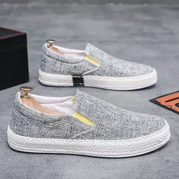 Удобная мужская обувь, дышащая рыбацкая обувь, мужские повседневные парусиновые лоферы, вулканизированные кроссовки на плоской подошве, мужские эспадрильи, летние 39 серый