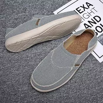 Удобная мужская парусиновая обувь ручной работы, летняя обувь для мужчин, новые мужские лоферы, классические мужские мокасины без застежек, легкая обувь для вождения 39