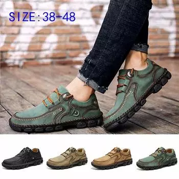 Удобная мужская повседневная обувь, лоферы, мужская обувь, качественная мужская обувь из спилка, мужские мокасины на плоской подошве, размер обуви 38 чёрный