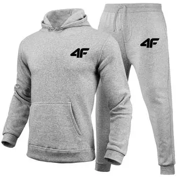 Удобная мужская спортивная одежда высокого качества с капюшоном и брюками, повседневный комплект свитшотов S